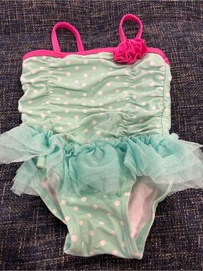 ☀️ 3/$15 Circo Baby One Piece Swimsuit Ruffle Polka Dot Mint Green